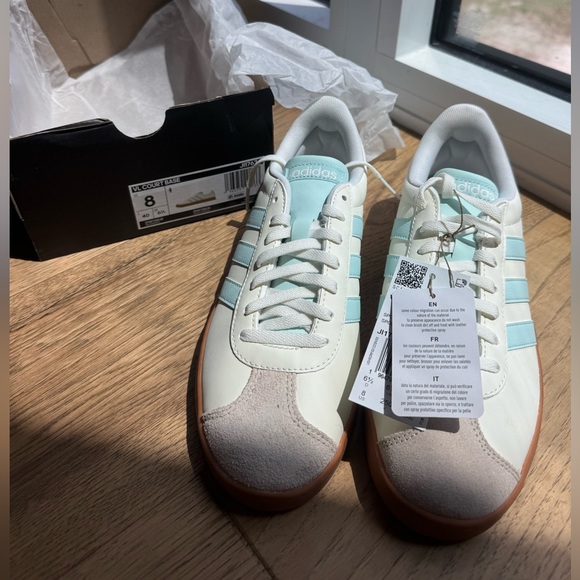 adidas Shoes - Adidas Court Base Sneakers – White & Tiffany Blue – NWT– NIB – Size 8